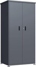 Hochwertige Gartenschrank LUeBECK aus Stahl 90x187cm verzinkt pulverbeschichtet anthrazitgrau RAL 7016 Zwei Tueren abschliessbar wasserdicht Variante 477