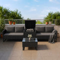 Hochwertige Polyrattan Lounge geeignet fuer 4 Personen Gartenmoebel Set Santorini ausgestattet mit Beistelltisch Auflagenbox wetterbestaendige Lounge Moebel als Balkonmoebel Sitzecke schwarz Variante 456