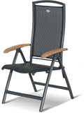 Hochwertige Hartman Multipositionssessel Raffaelo Gartensessel in anthrazit aus Aluminium Alu Klappsessel ausgestattet mit Textilene Bezug FSC Teak Armlehnen Variante 516