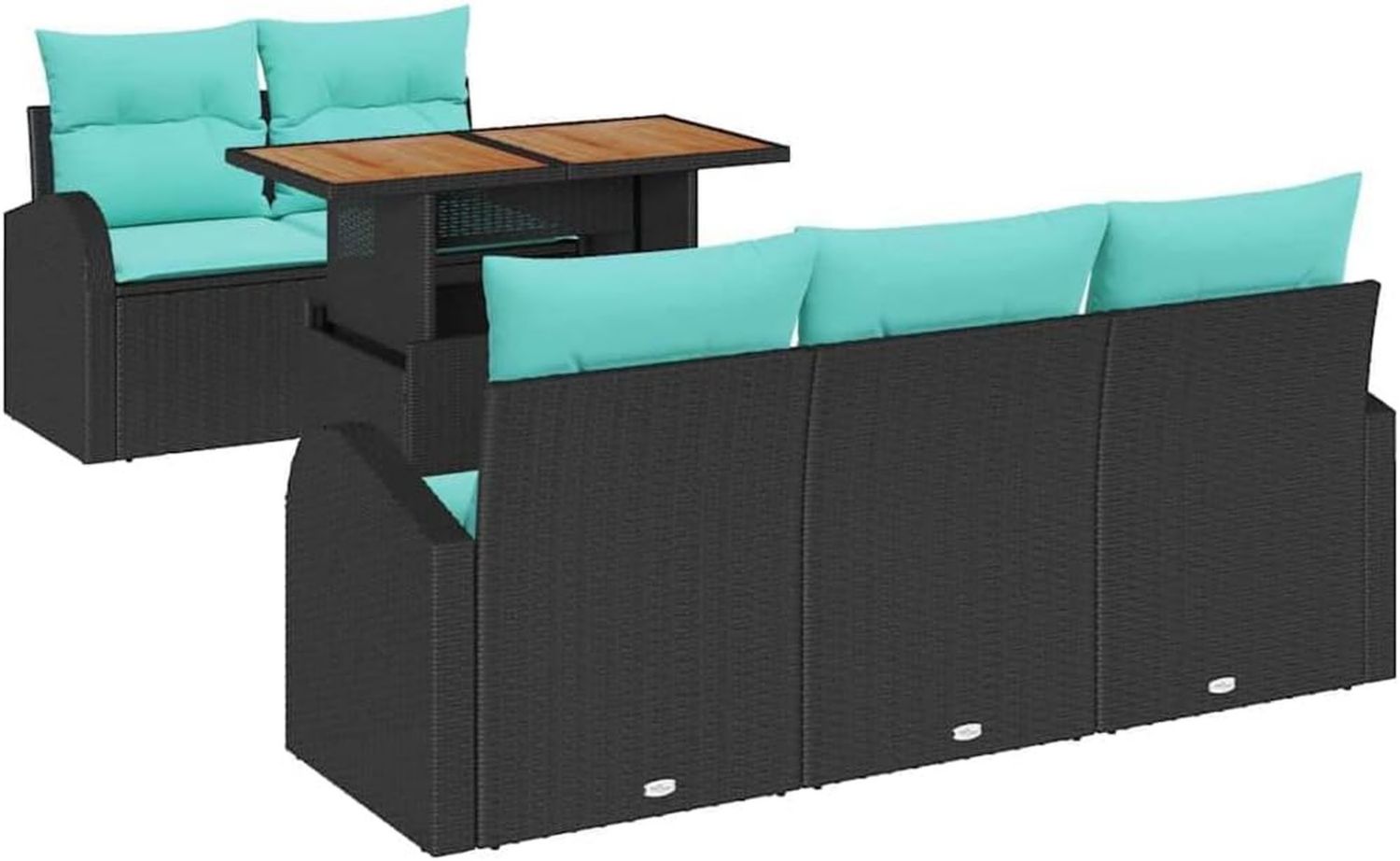 Hochwertige Sofa Set ausgestattet mit Speicher 6 pcs schwarz und Terrassenmoebel Modulares Sofa Set strapazierfaehig und UV bestaendig geeignet fuer Entspannung und Lounge Variante 564