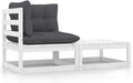 Hochwertige 2 tlg Lounge Set ausgestattet mit Kissen Weiss Kiefer Massivholz Variante 595