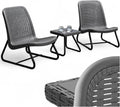 Hochwertige tectake Gartenmoebel Set geeignet fuer 2 Personen Moebel wetterbestaendig fuer Balkon als Gartenlounge Terrassenmoebel GartenloungeSet ausgestattet mit 2X Loungesessel und 1x Gartentisch Beistelltisch Optik Variante 431