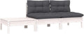 Hochwertige 3 tlg Lounge Set ausgestattet mit Kissen Weiss Kiefer Massivholz Variante 597