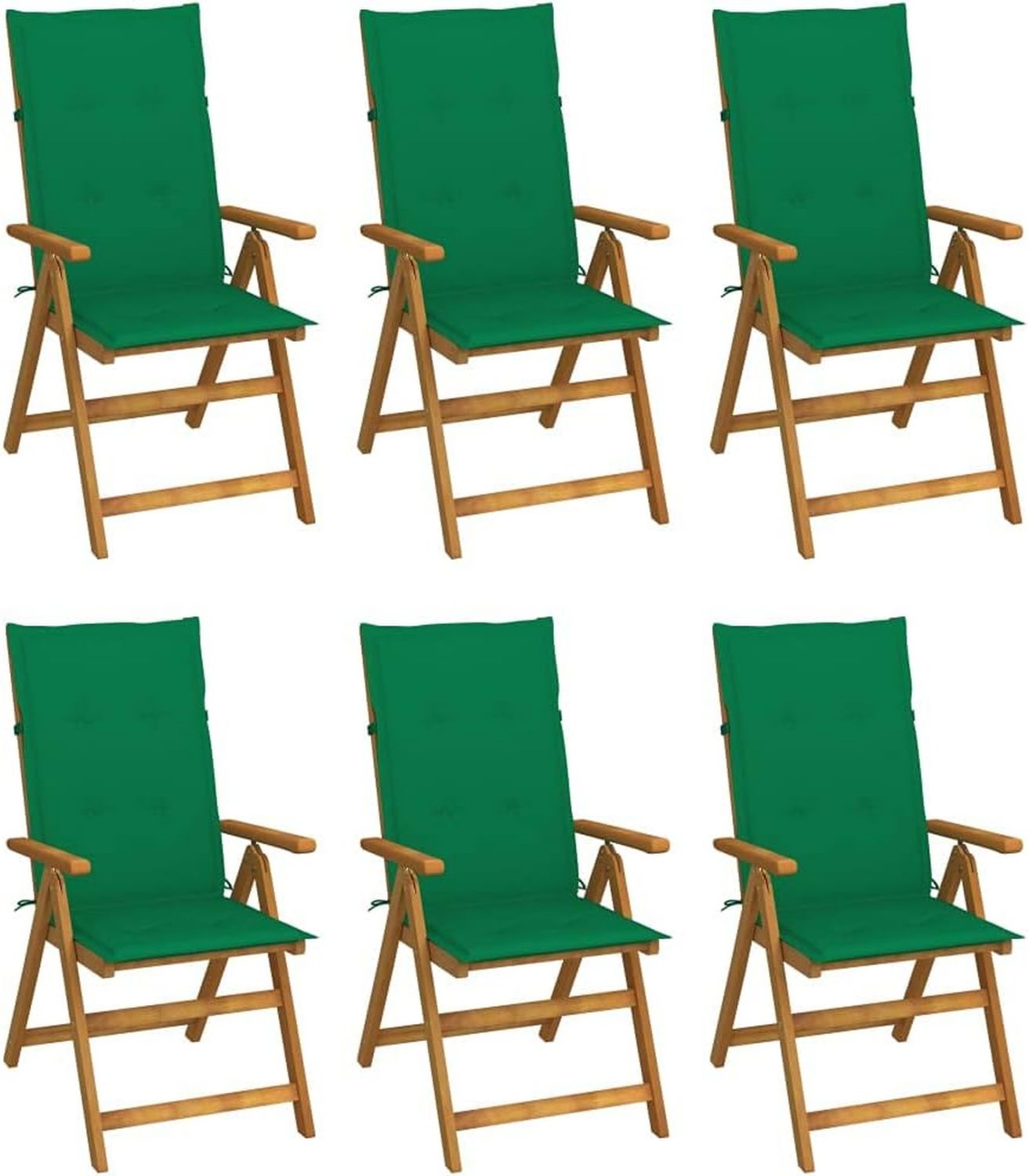 Hochwertige Klappbare Gartenstuehle 6 STK ausgestattet mit Auflagen Massivholz Akazie GartenstuhlSet mit Kissen aus Akazienholz mit VintageLook Variante 790